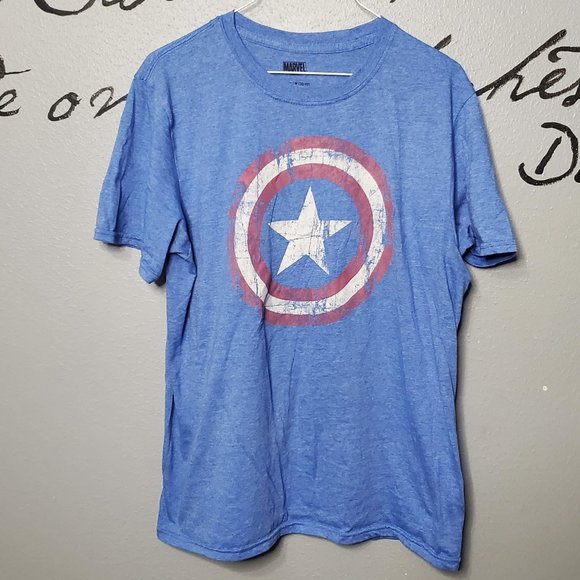 Marvel Captain America Blue Short Sleeve Crewneck Tee, M - Picture 1 of 4